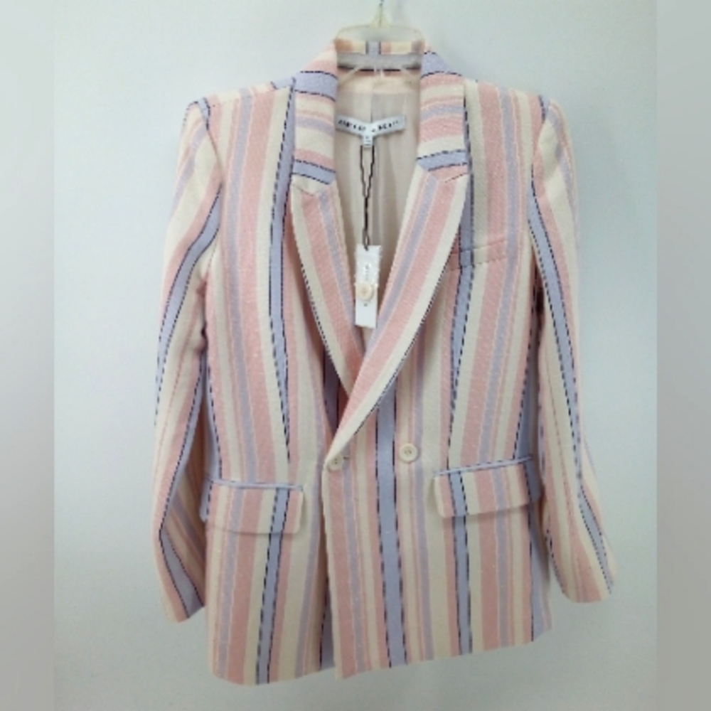 NWT $376 Rebecca Minkoff Grace Striped Double Breasted Jacket Capri Pants Suit 2 - Picture 4 of 16